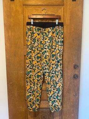 The North Face Floral Print Drawstring hiking outdoor pant Navy blue Yellow Teal